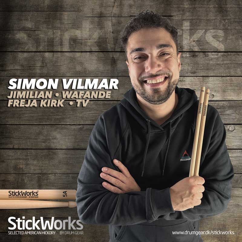 Simon Vilmar with StickWorks drumsticks